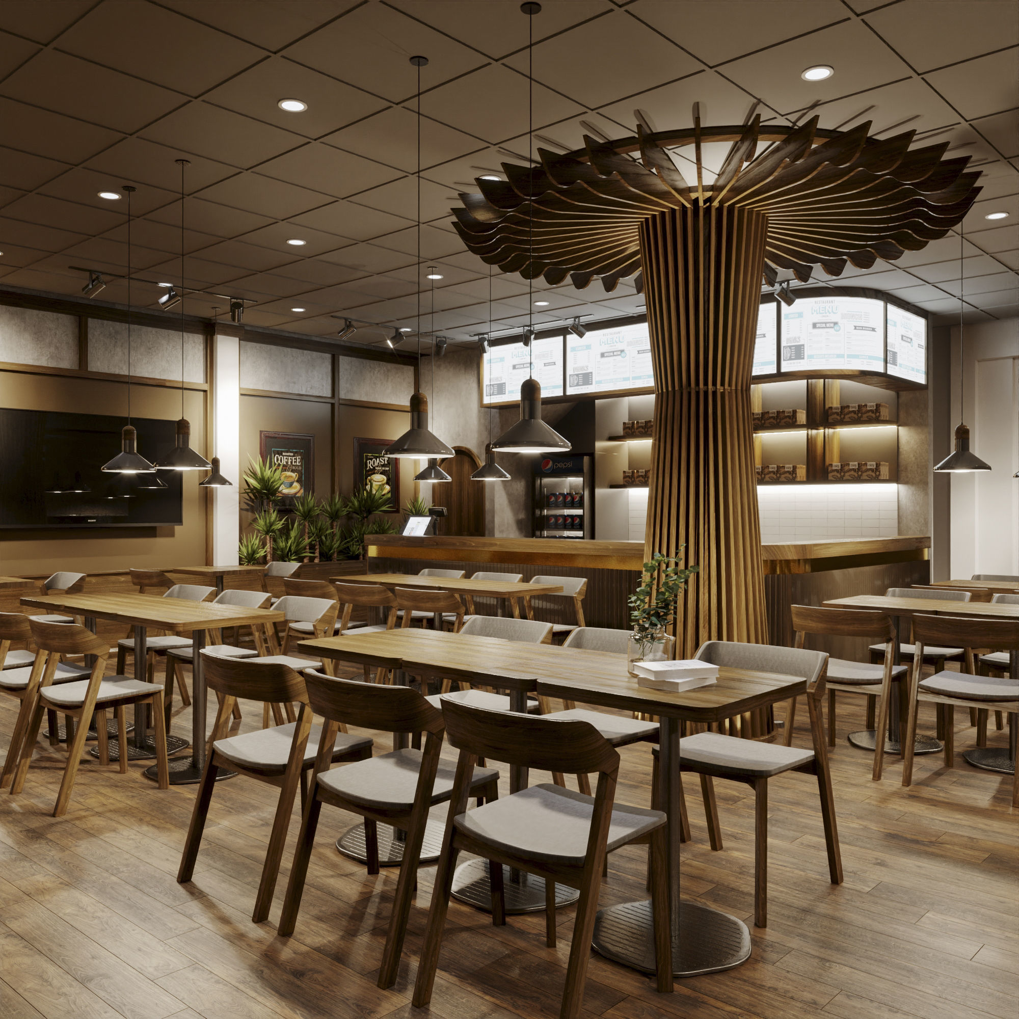 Interior Cafe Scene for 3ds Max Corona Render 3D model 3D model_3