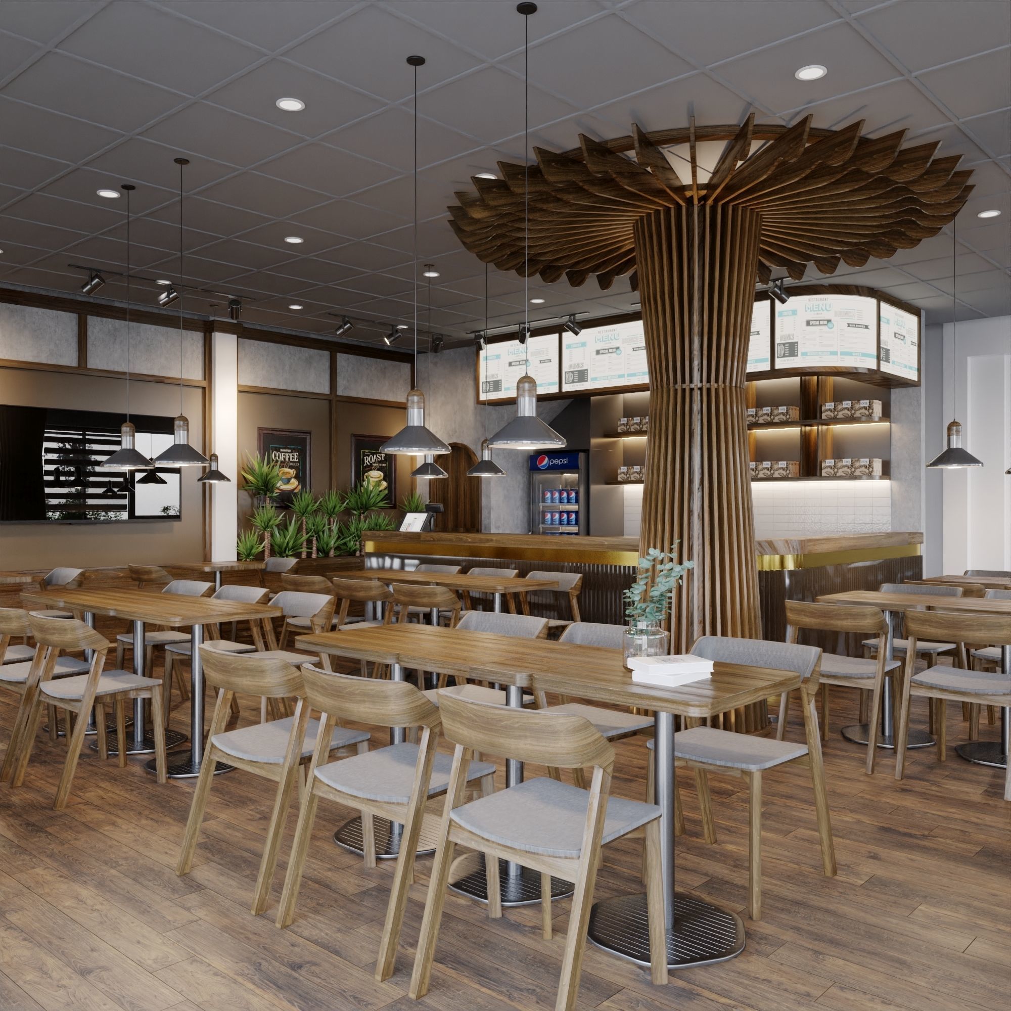 Interior Cafe Scene for 3ds Max Corona Render 3D model 3D model_2