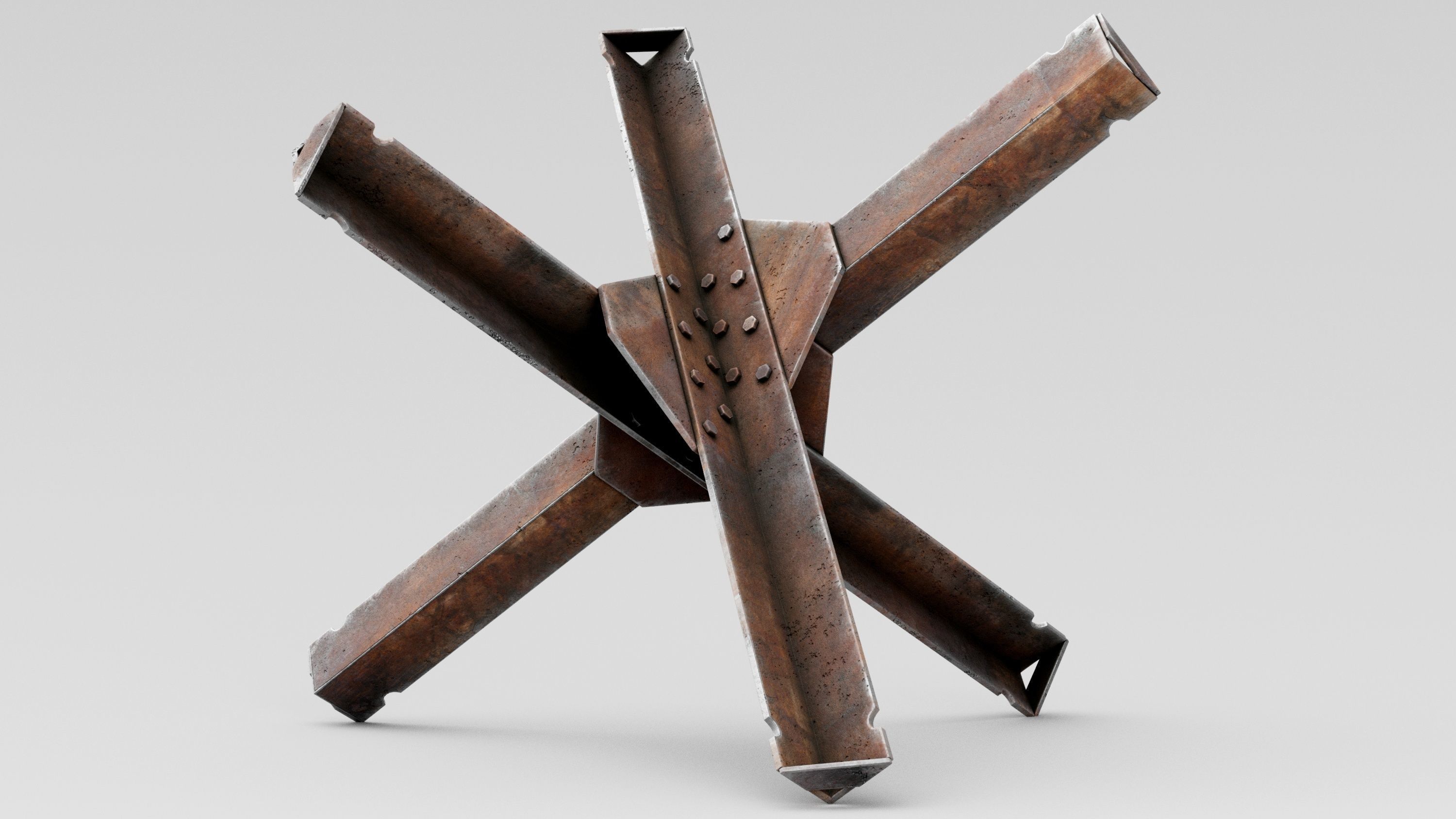 Czech Hedgehog Anti Tank Obstacle Rusty 3D 3D model | CGTrader