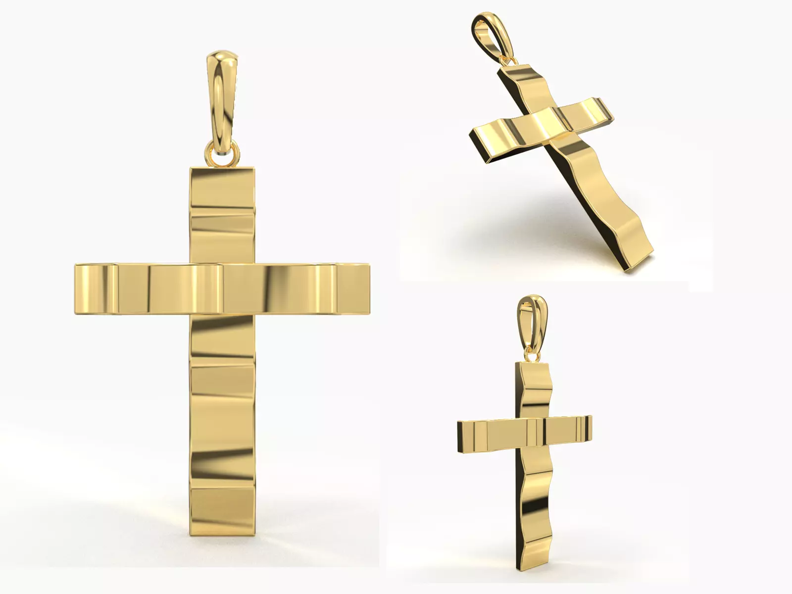 JESUS CROSS GOLD PENDANT 3D print model_0