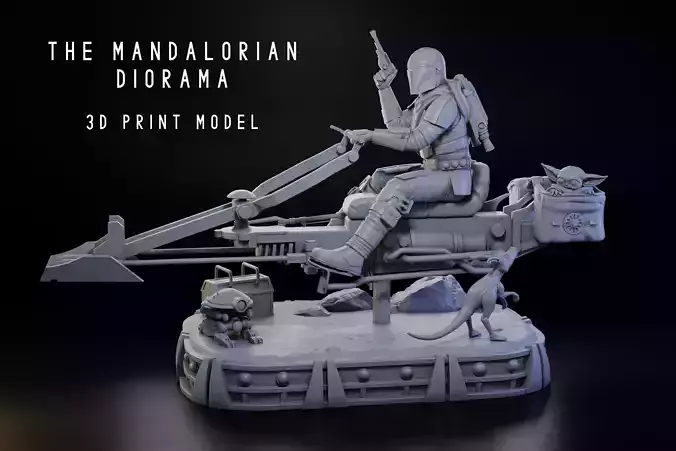 The Mandalorian Diorama 1-6 Scale -  3D print model