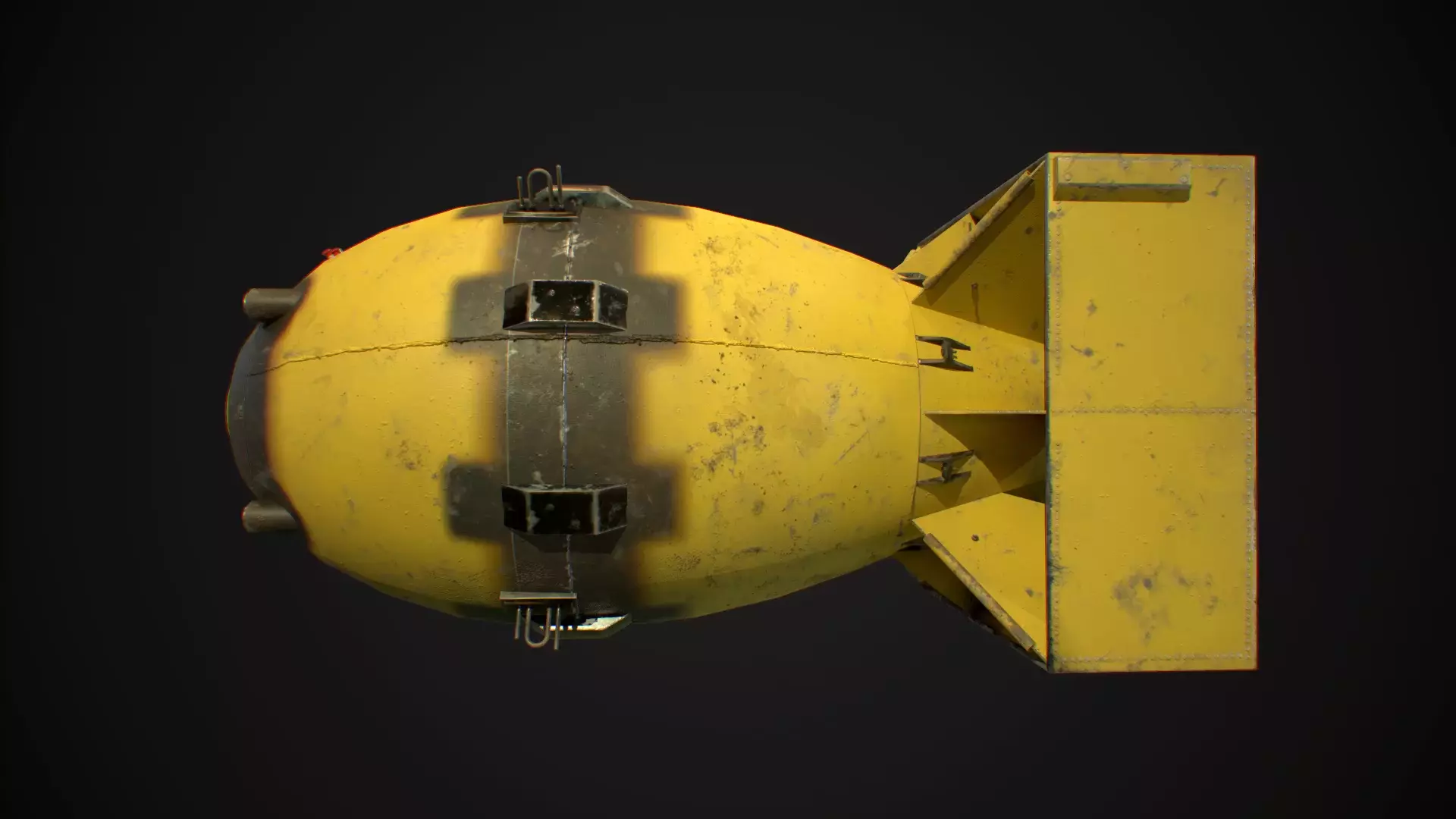 Mark III Atomic Bomb aka Fatman - Game ready low-poly 3d model Low-poly 3D model_0