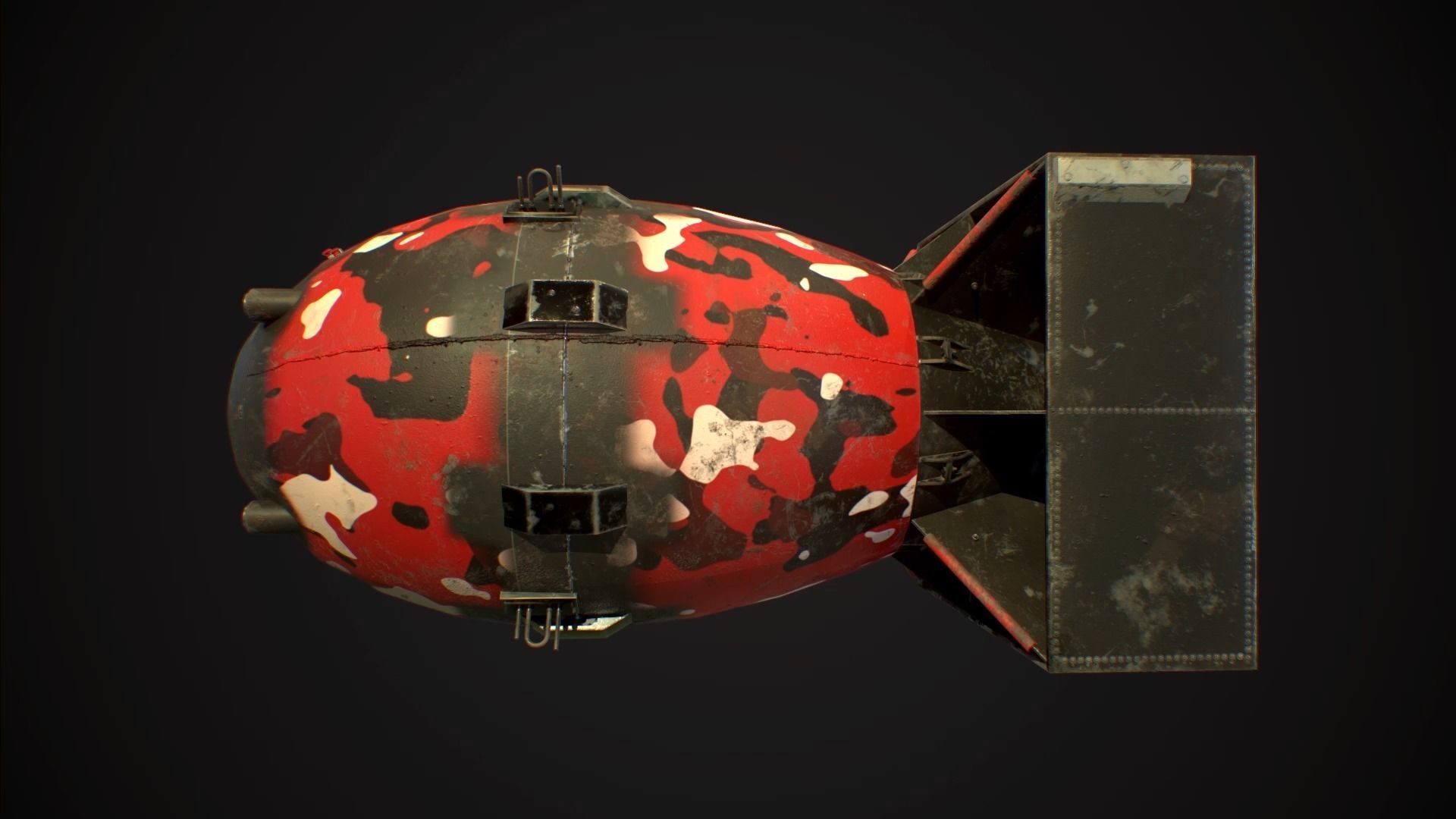 Mark III Atomic Bomb aka Fatman - Game ready low-poly 3d model Low-poly 3D model_6