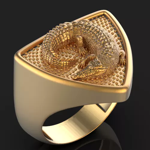 crocodile ring Silver Gold Print 3D print model