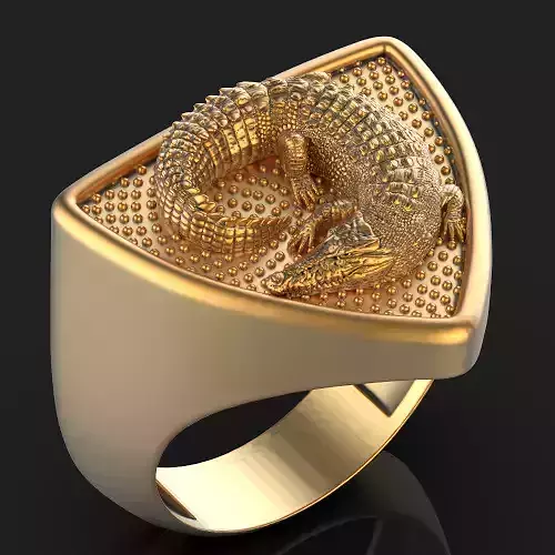crocodile ring Silver Gold  Print