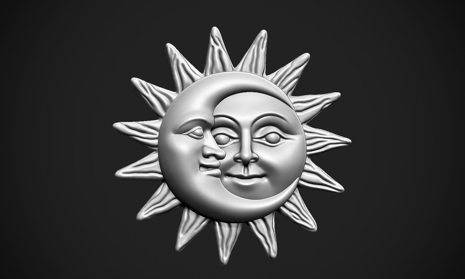 Sun and Moon Pendant 3D print model_11