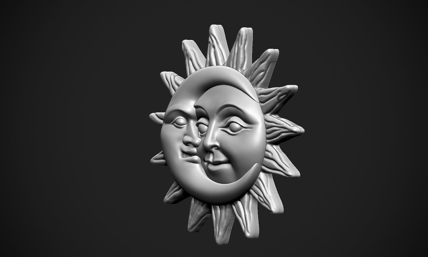 Sun and Moon Pendant 3D print model_24