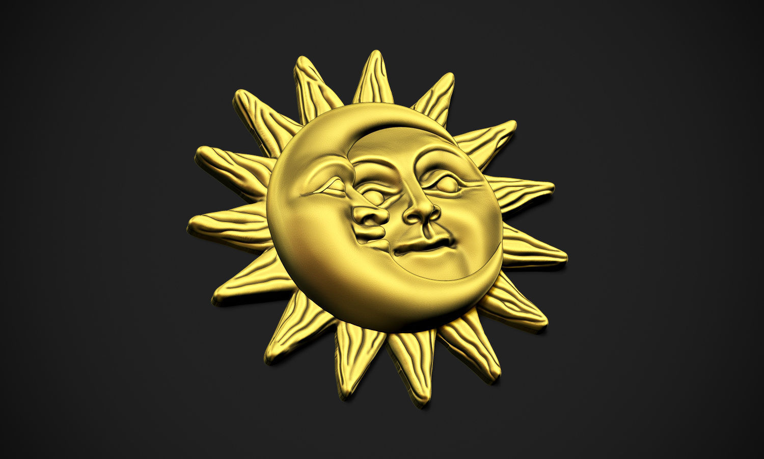 Sun and Moon Pendant 3D print model_3