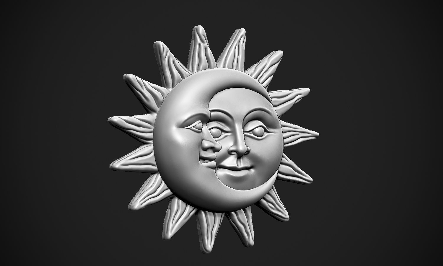 Sun and Moon Pendant 3D print model_12