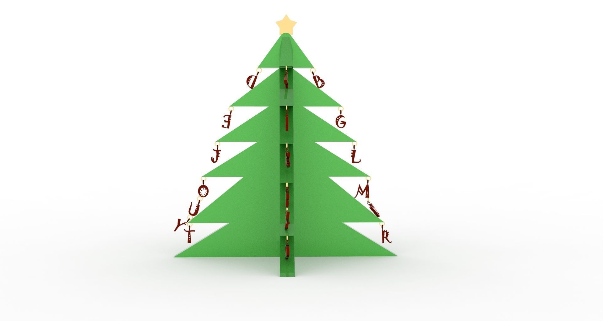 Alphabetical Christmas Tree with One Feet Height 3D print model_2