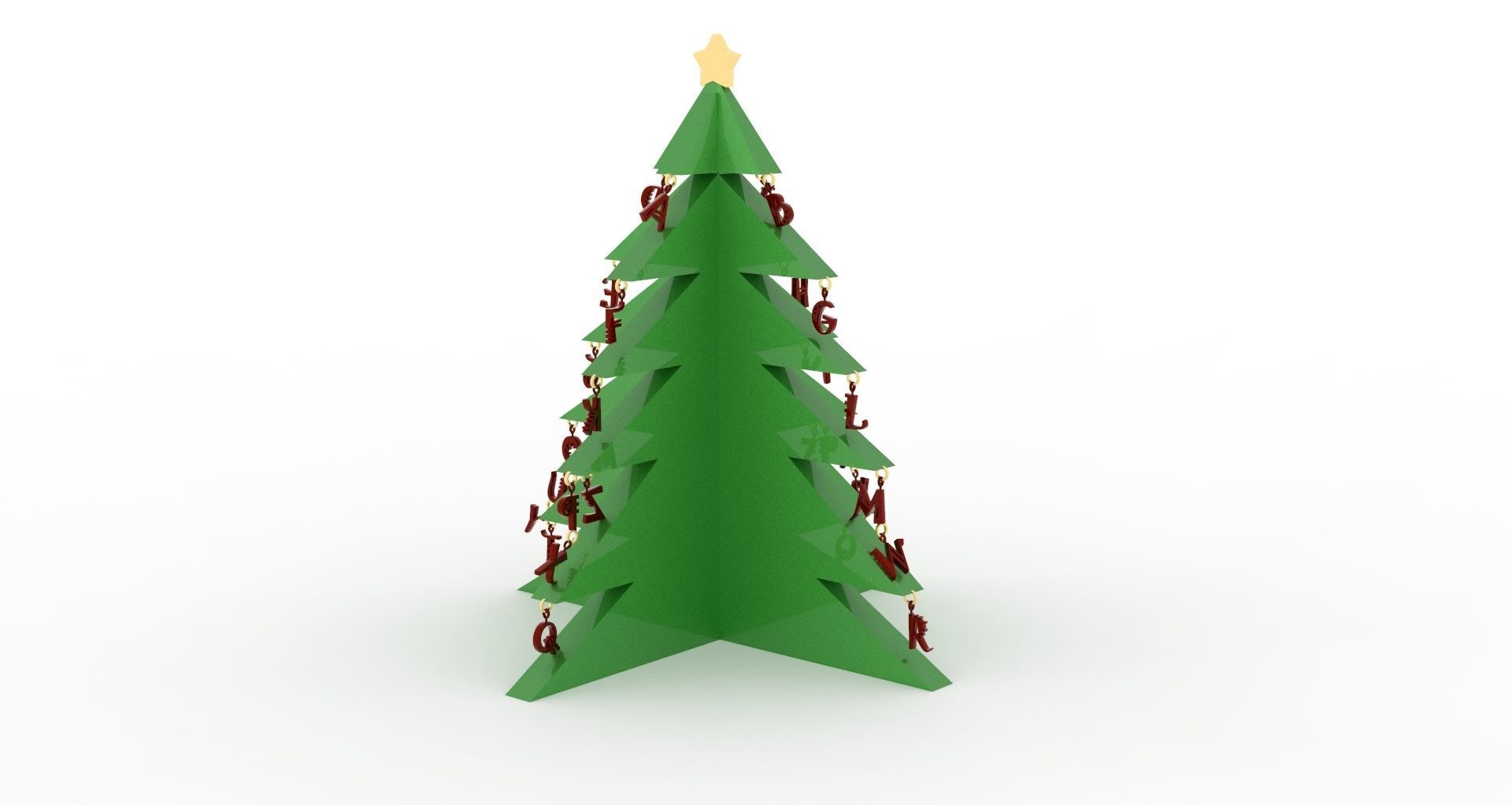 Alphabetical Christmas Tree with One Feet Height 3D print model_3