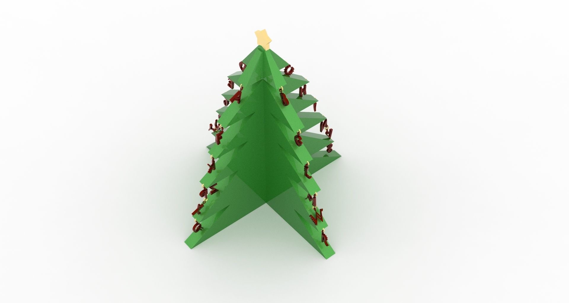 Alphabetical Christmas Tree with One Feet Height 3D print model_4