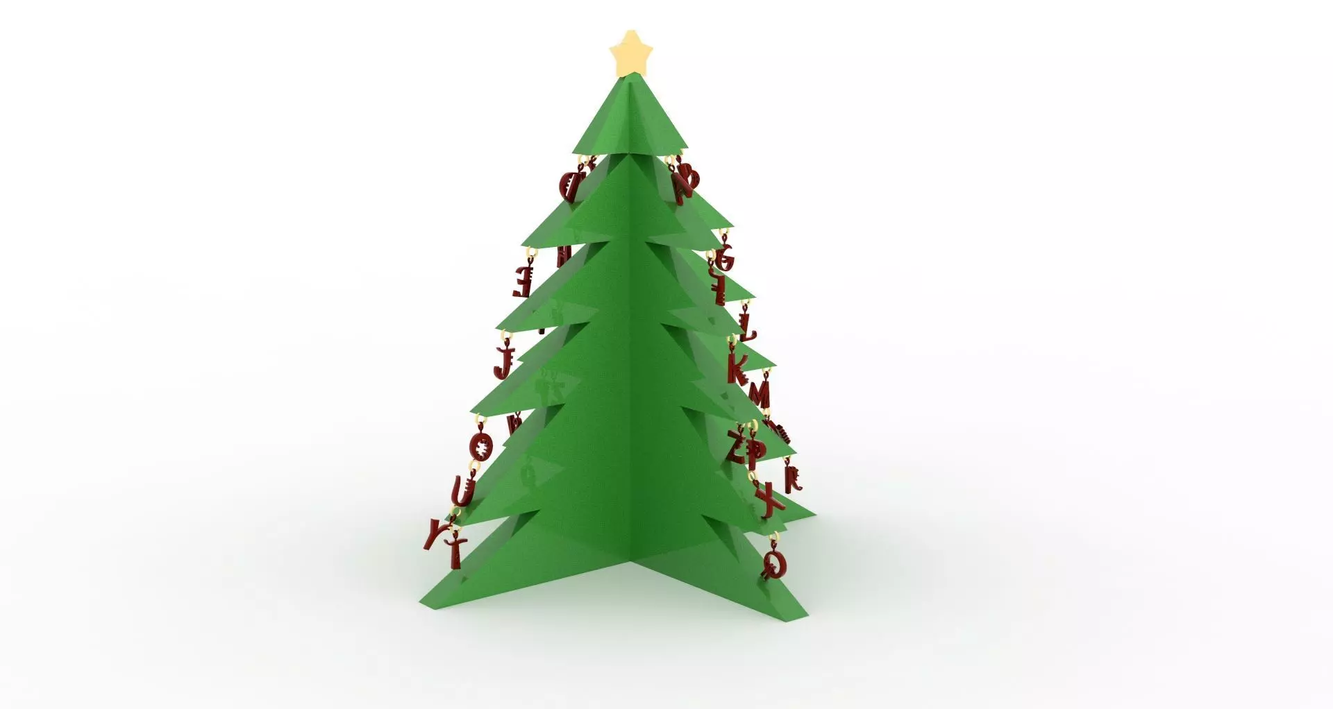Alphabetical Christmas Tree with One Feet Height 3D print model_0