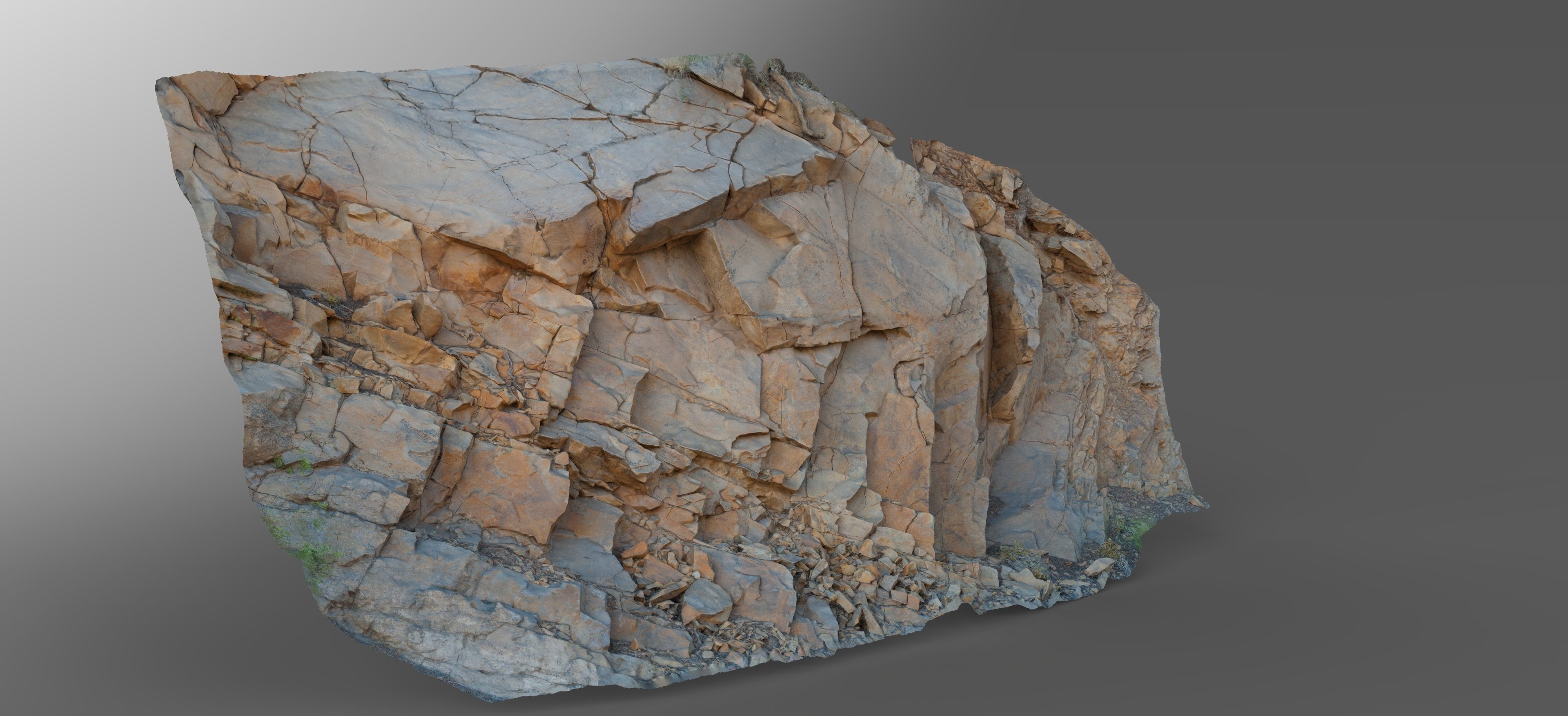 8K Cliff-Side Rock Formation 01 Low-poly 3D model_1