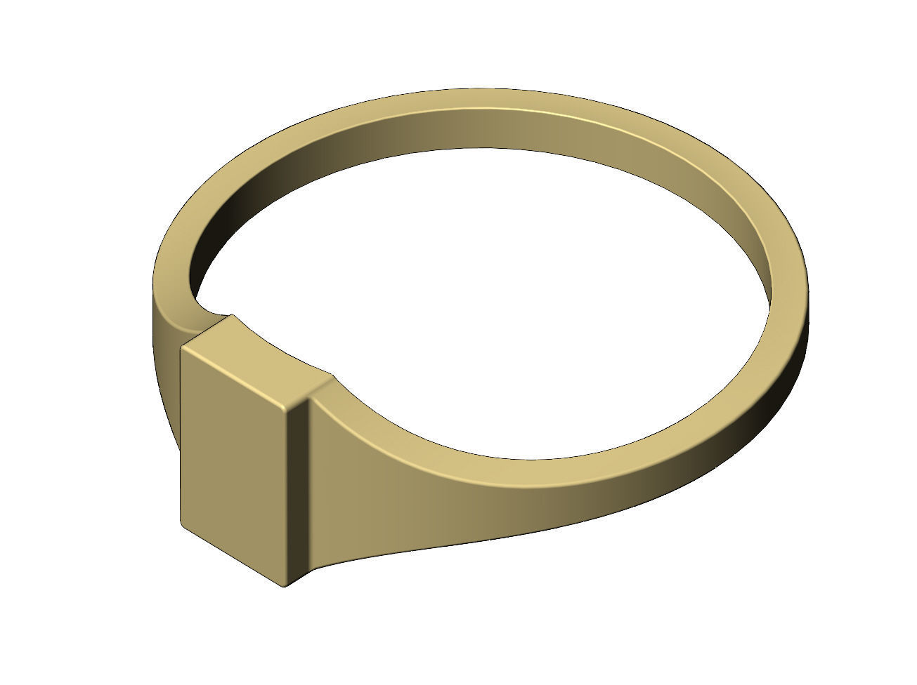 Engravable Rectangular signet ring 3D print model_8