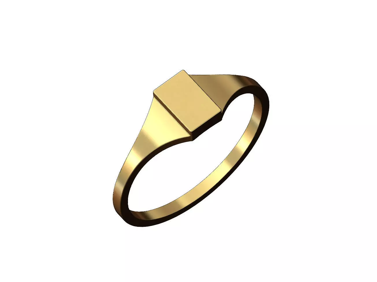 Engravable Rectangular signet ring 3D print model_0
