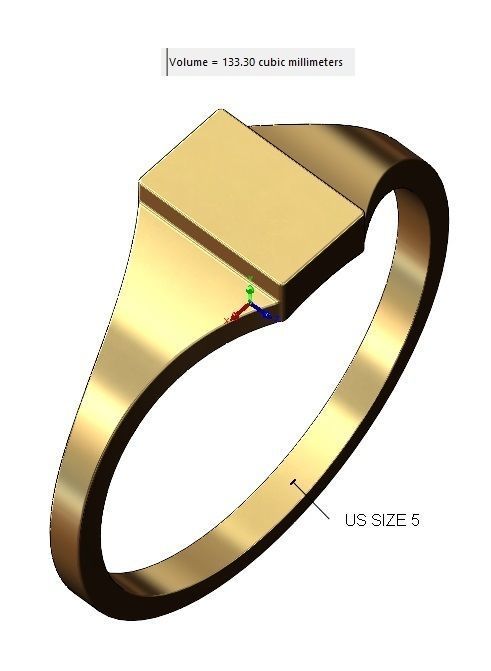 Engravable Rectangular signet ring 3D print model_12