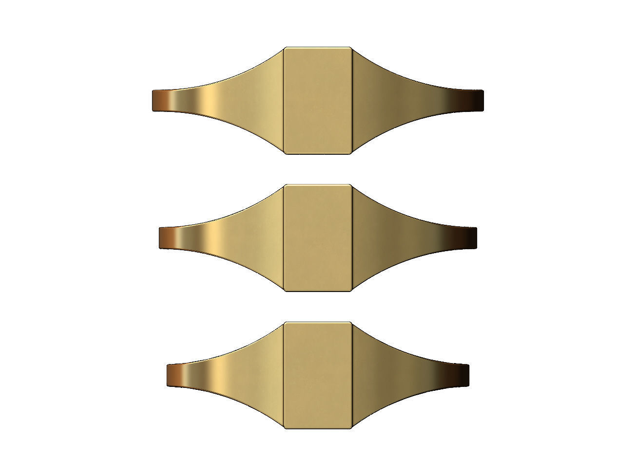 Engravable Rectangular signet ring 3D print model_2