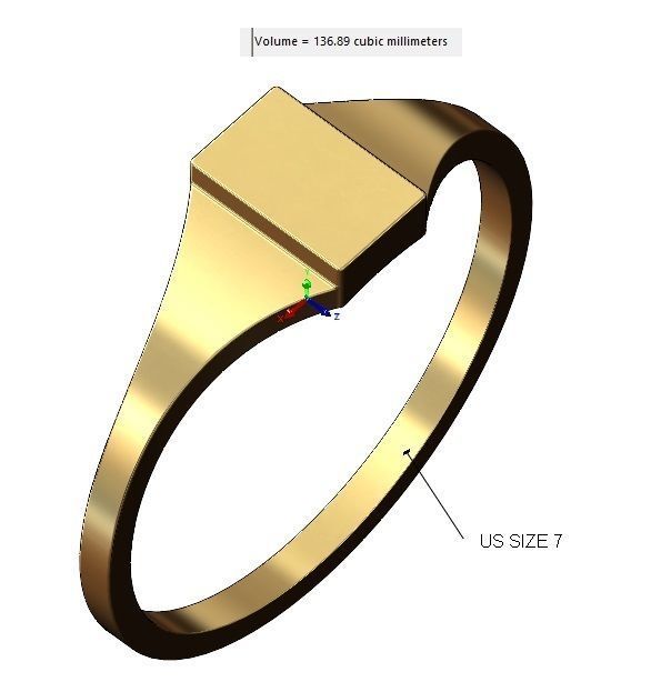 Engravable Rectangular signet ring 3D print model_11
