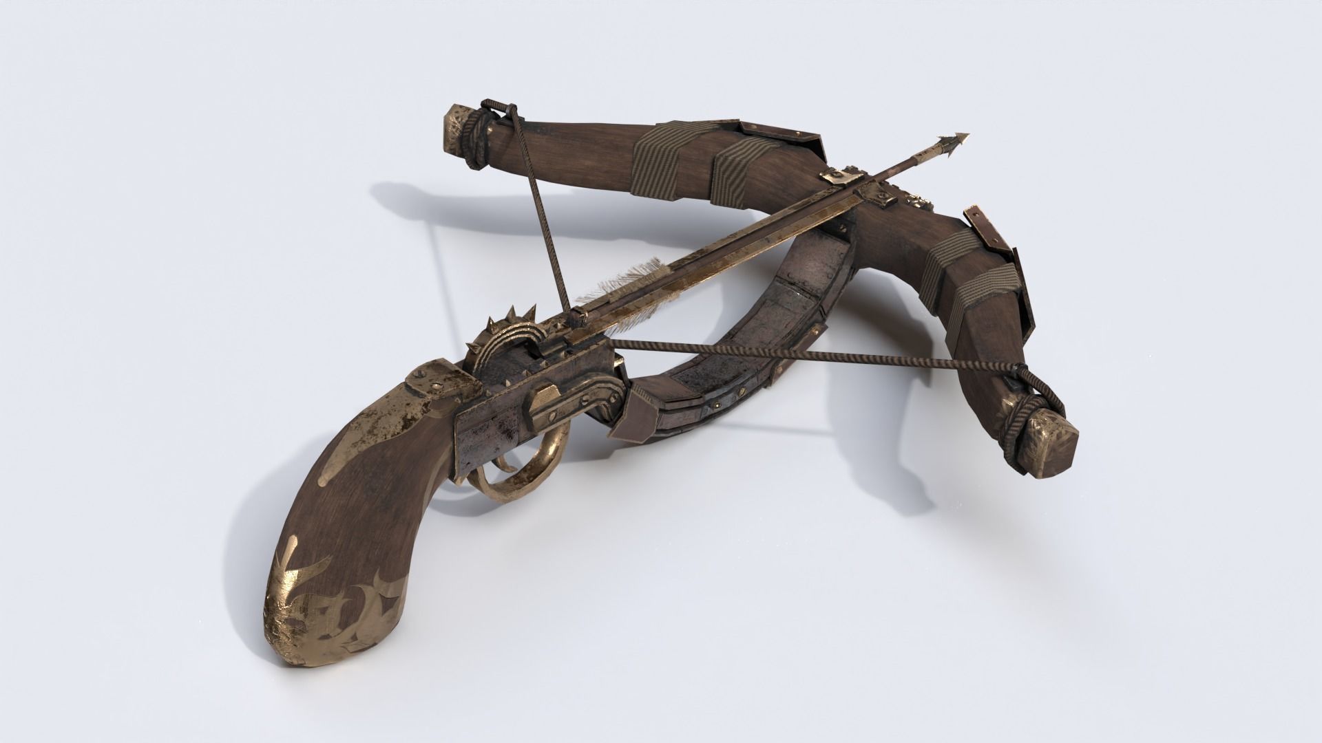 One handed crossbow Low-poly 3D model_9