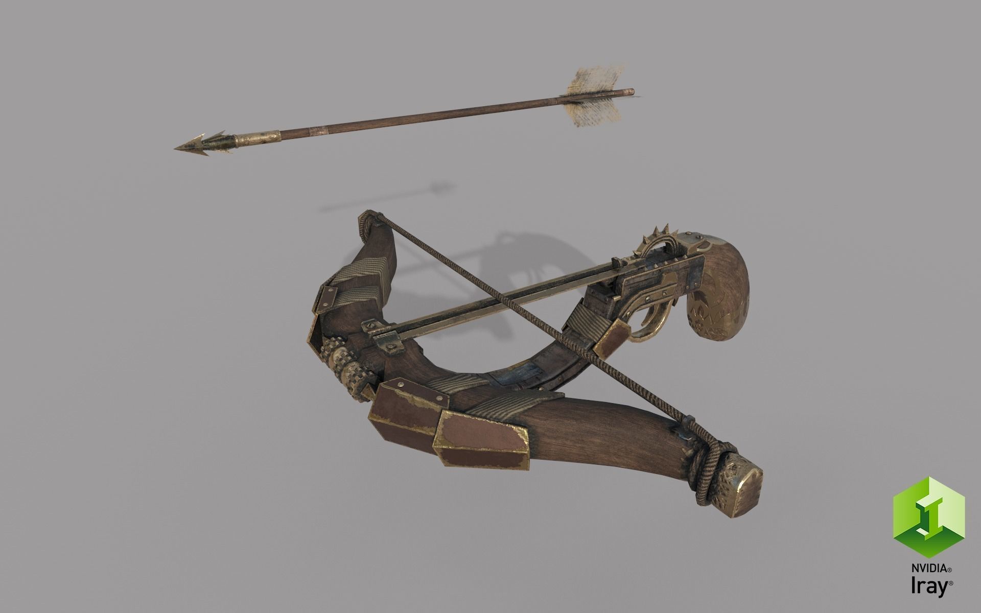 One handed crossbow Low-poly 3D model_23