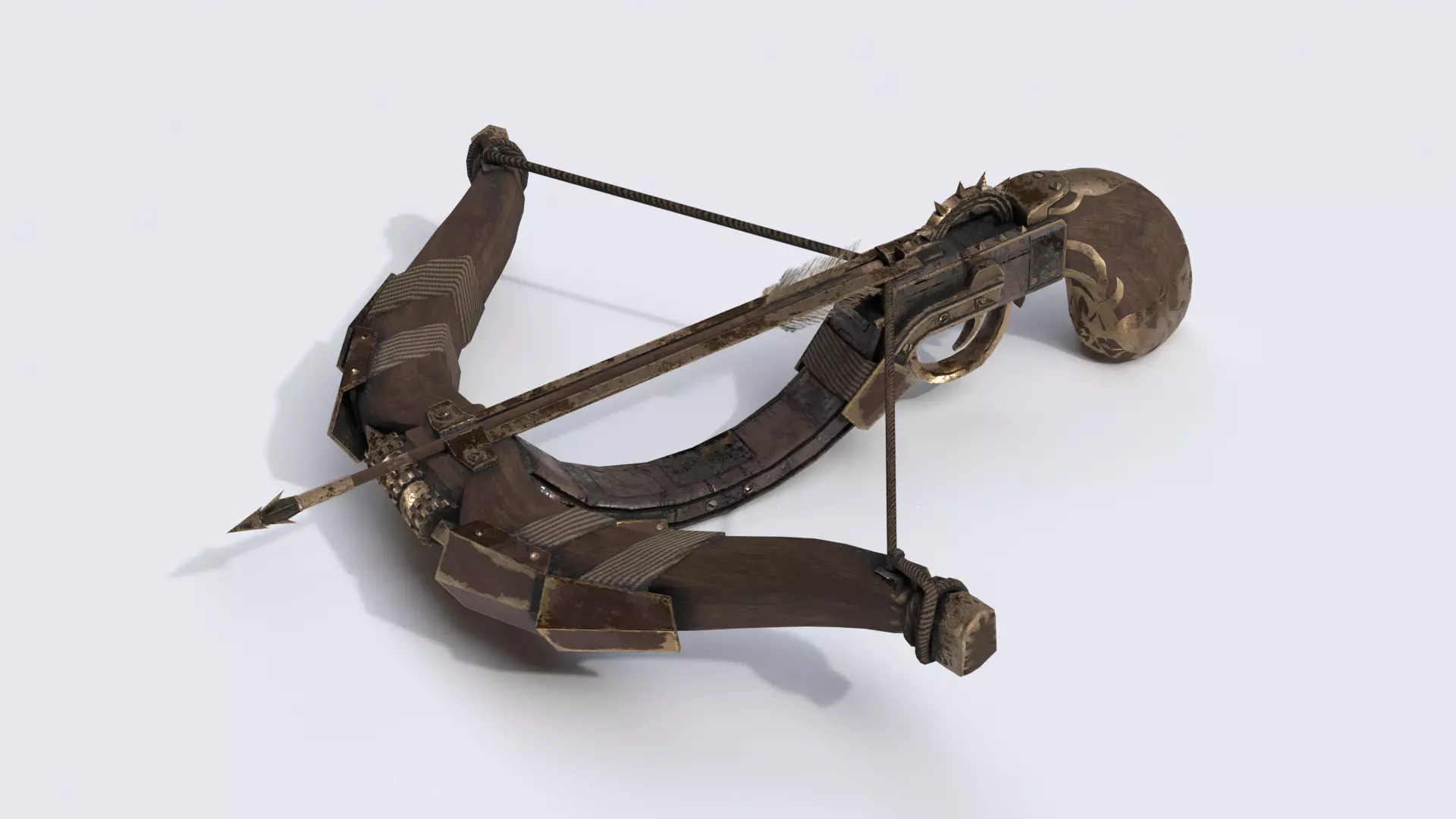 One handed crossbow Low-poly 3D model_0