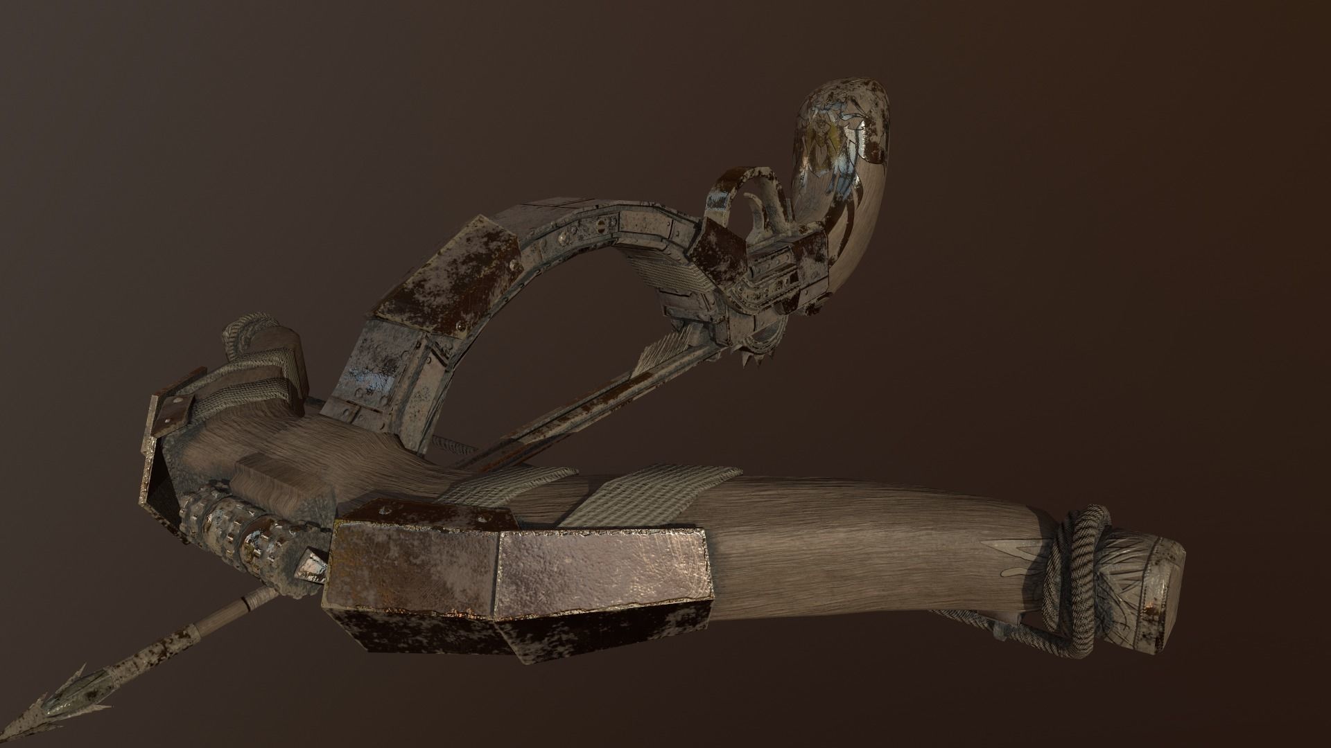 One handed crossbow Low-poly 3D model_13