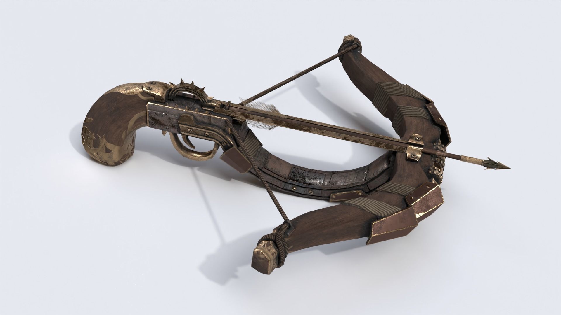 One handed crossbow Low-poly 3D model_8