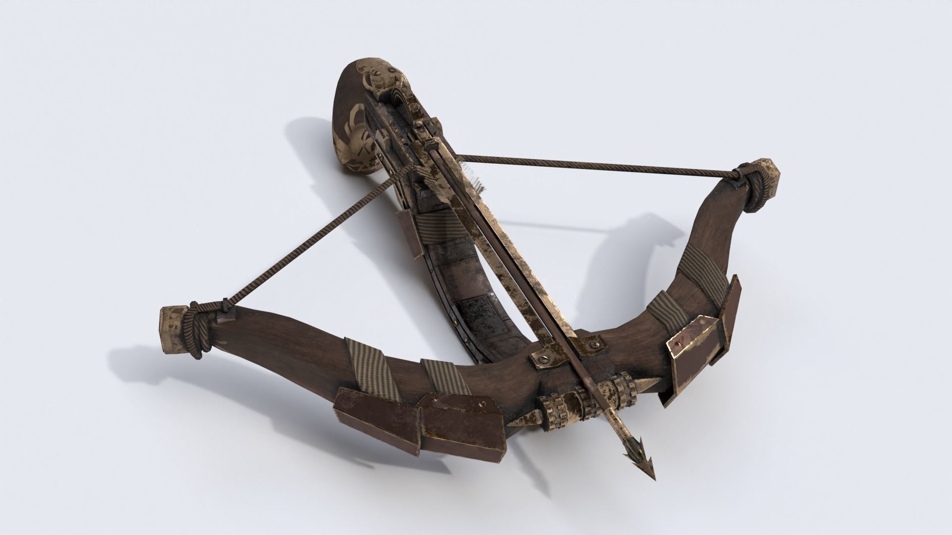 One handed crossbow Low-poly 3D model_7