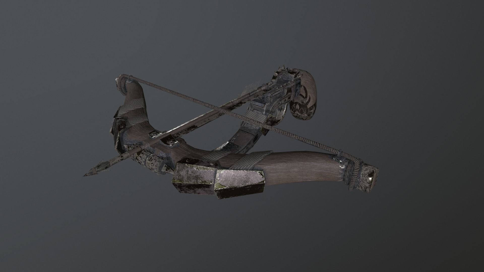 One handed crossbow Low-poly 3D model_14