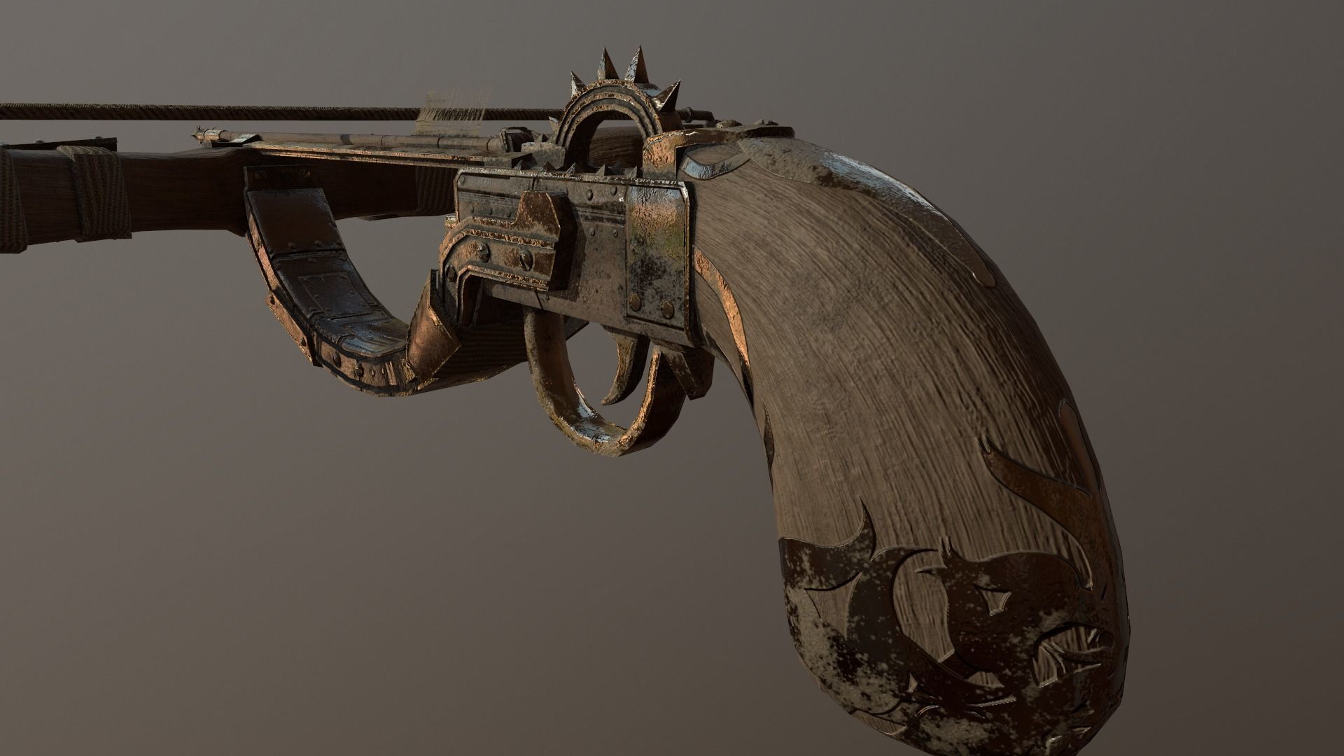 One handed crossbow Low-poly 3D model_16