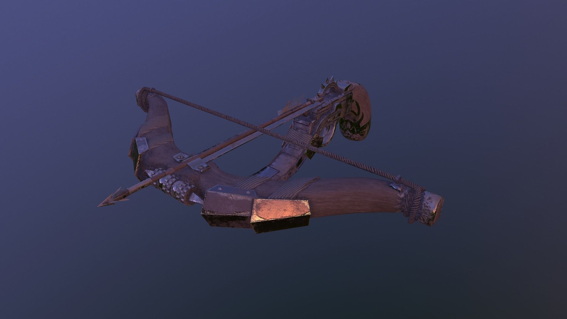 One handed crossbow Low-poly 3D model_12