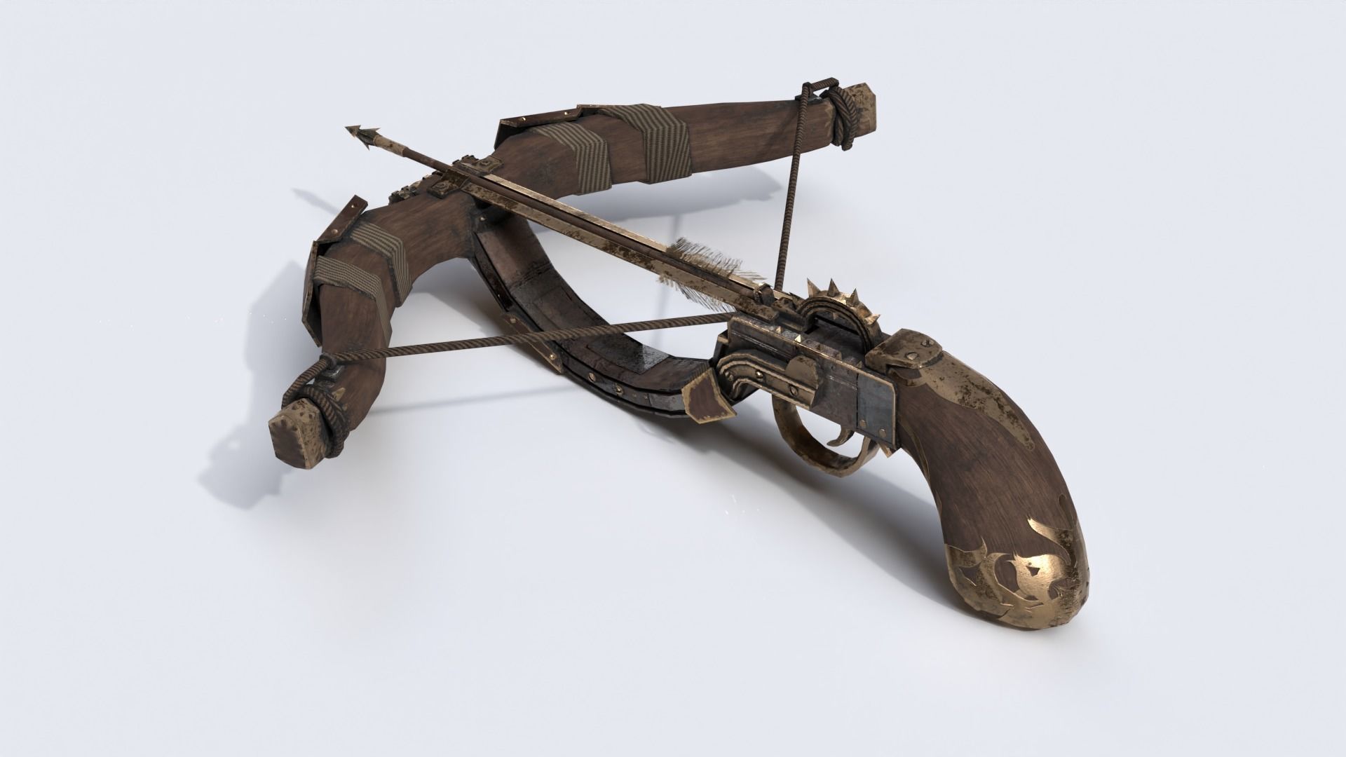 One handed crossbow Low-poly 3D model_10