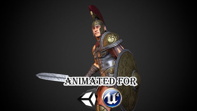 Gladiator spartan warrior Low-poly 3D model