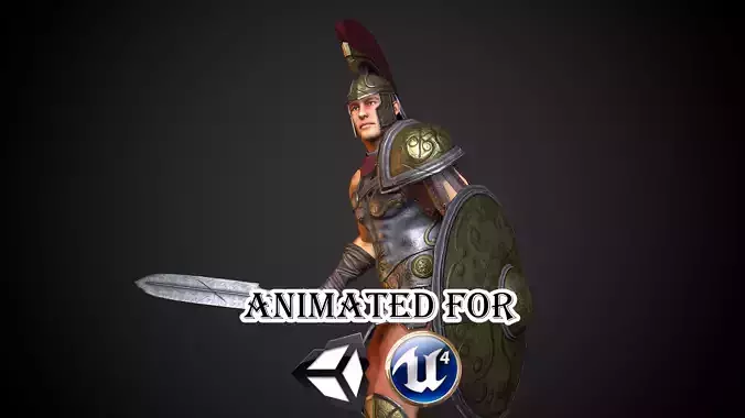 Gladiator spartan warrior Low-poly 3D model