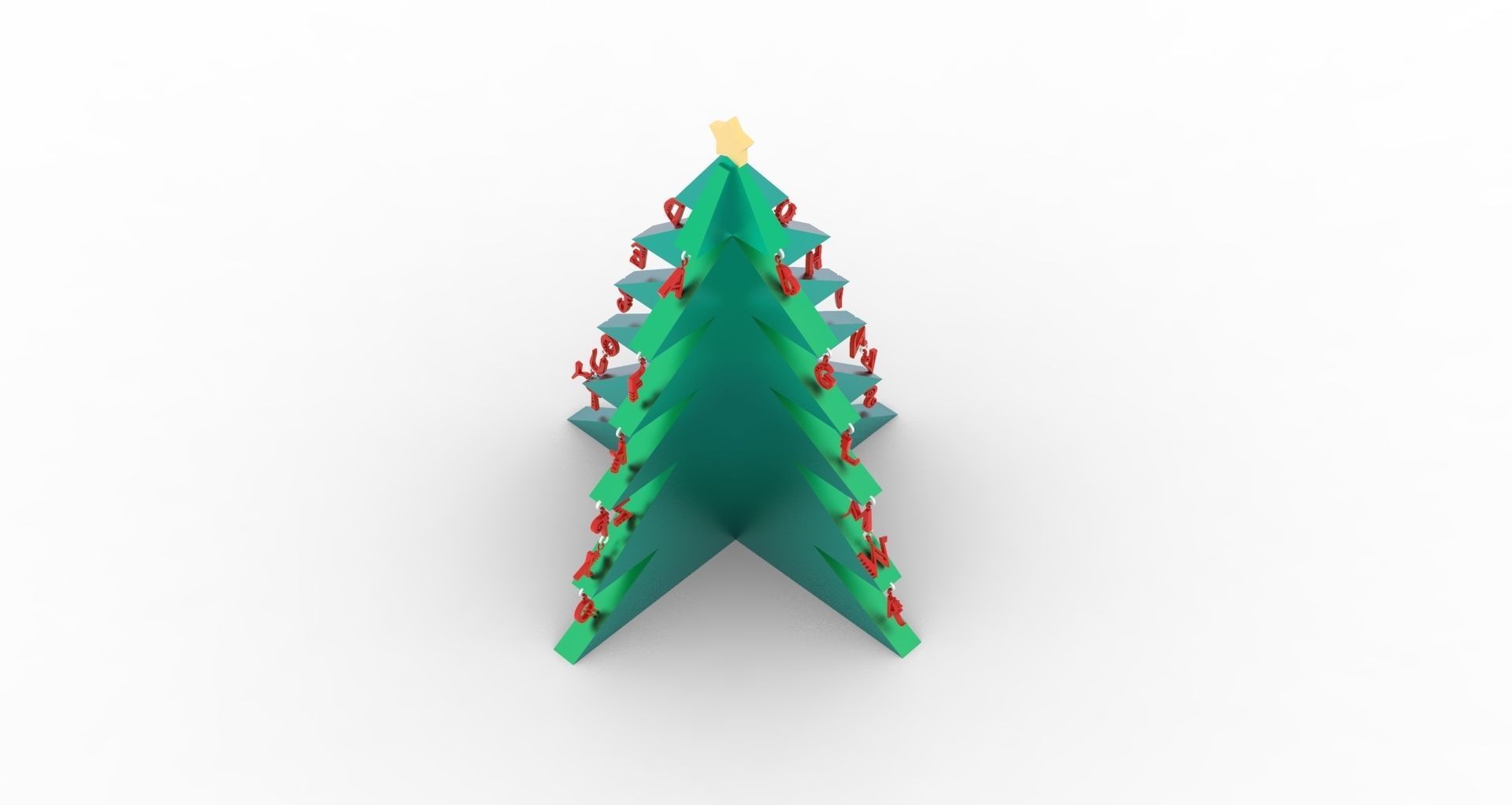 Alphabetical Christmas Tree with Two Feet Height 3D print model_3