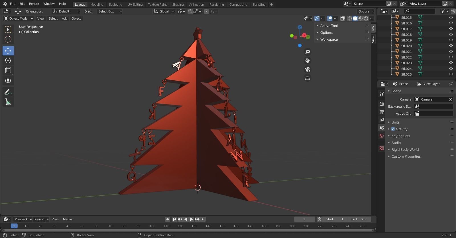 Alphabetical Christmas Tree with Two Feet Height 3D print model_9