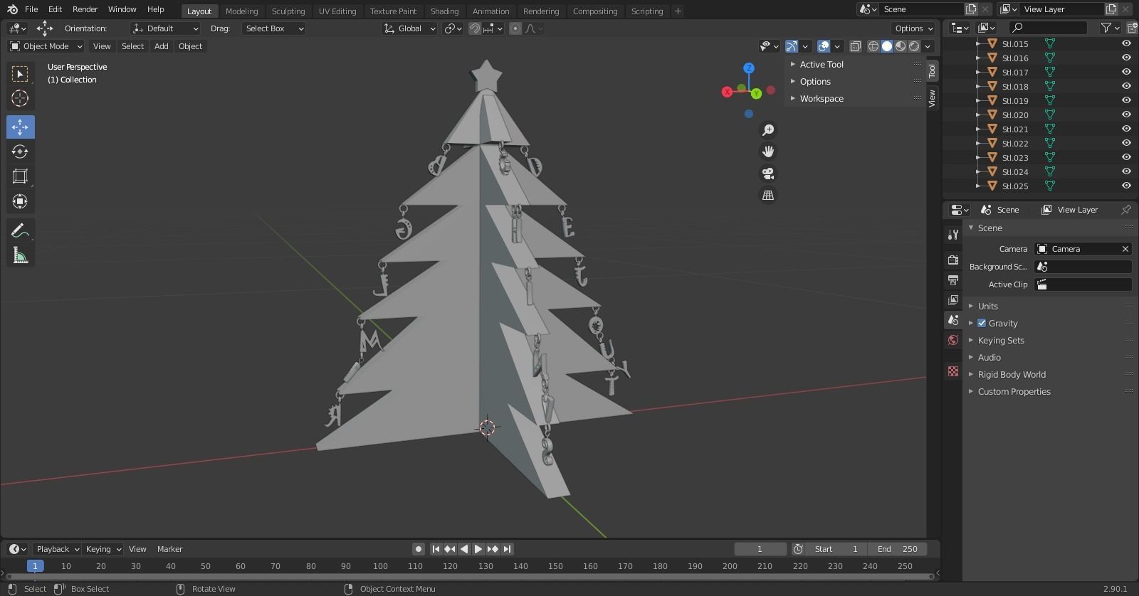 Alphabetical Christmas Tree with Two Feet Height 3D print model_7