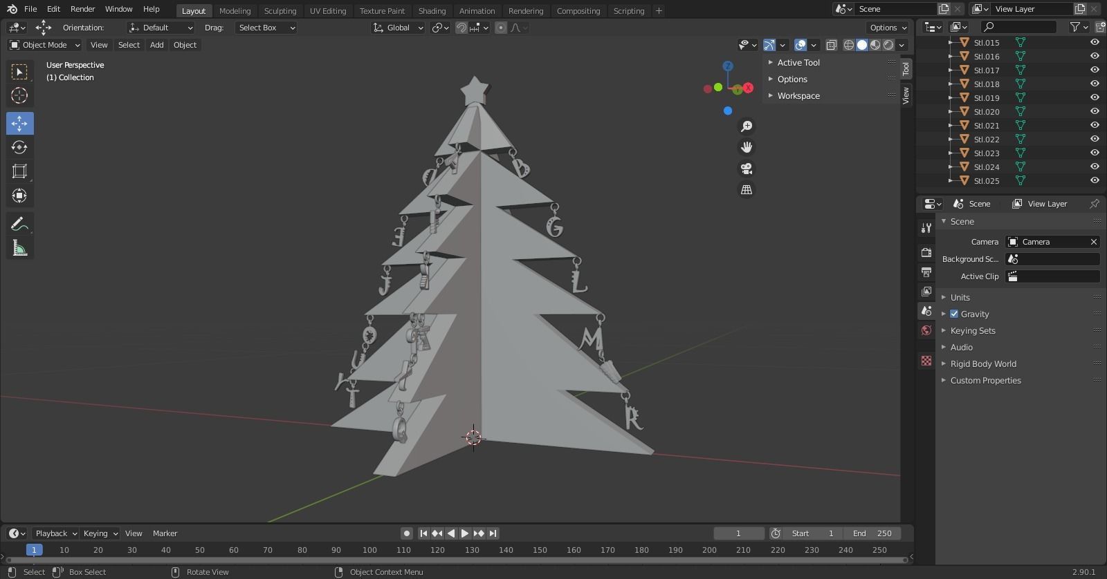 Alphabetical Christmas Tree with Two Feet Height 3D print model_6