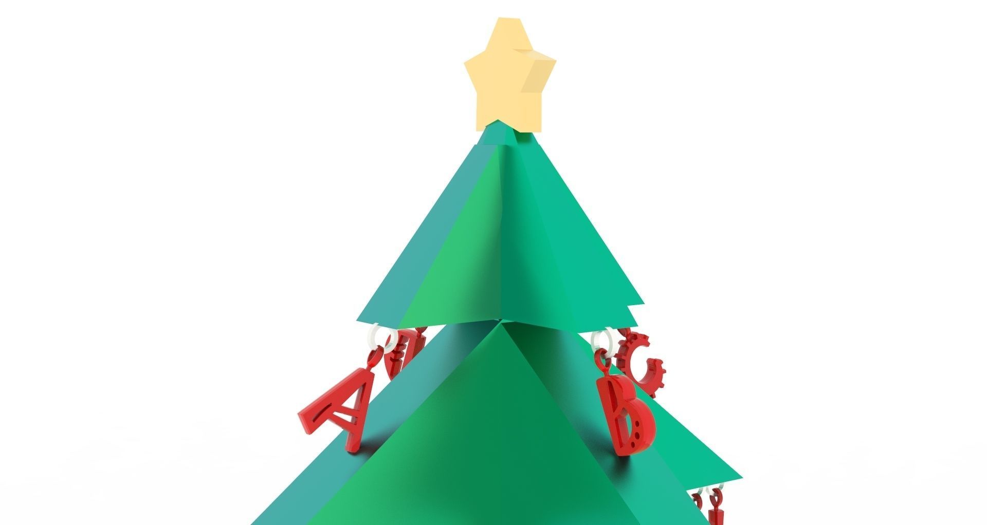 Alphabetical Christmas Tree with Two Feet Height 3D print model_5