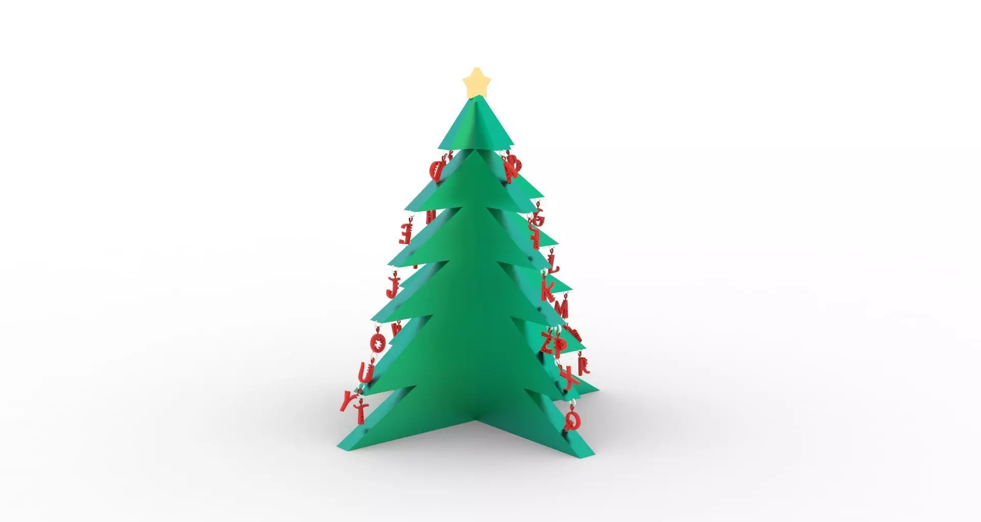 Alphabetical Christmas Tree with Two Feet Height 3D print model_0
