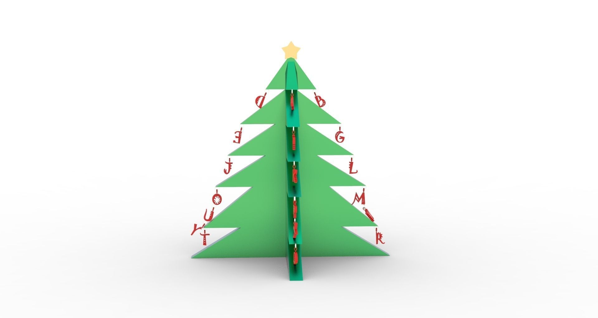 Alphabetical Christmas Tree with Two Feet Height 3D print model_2