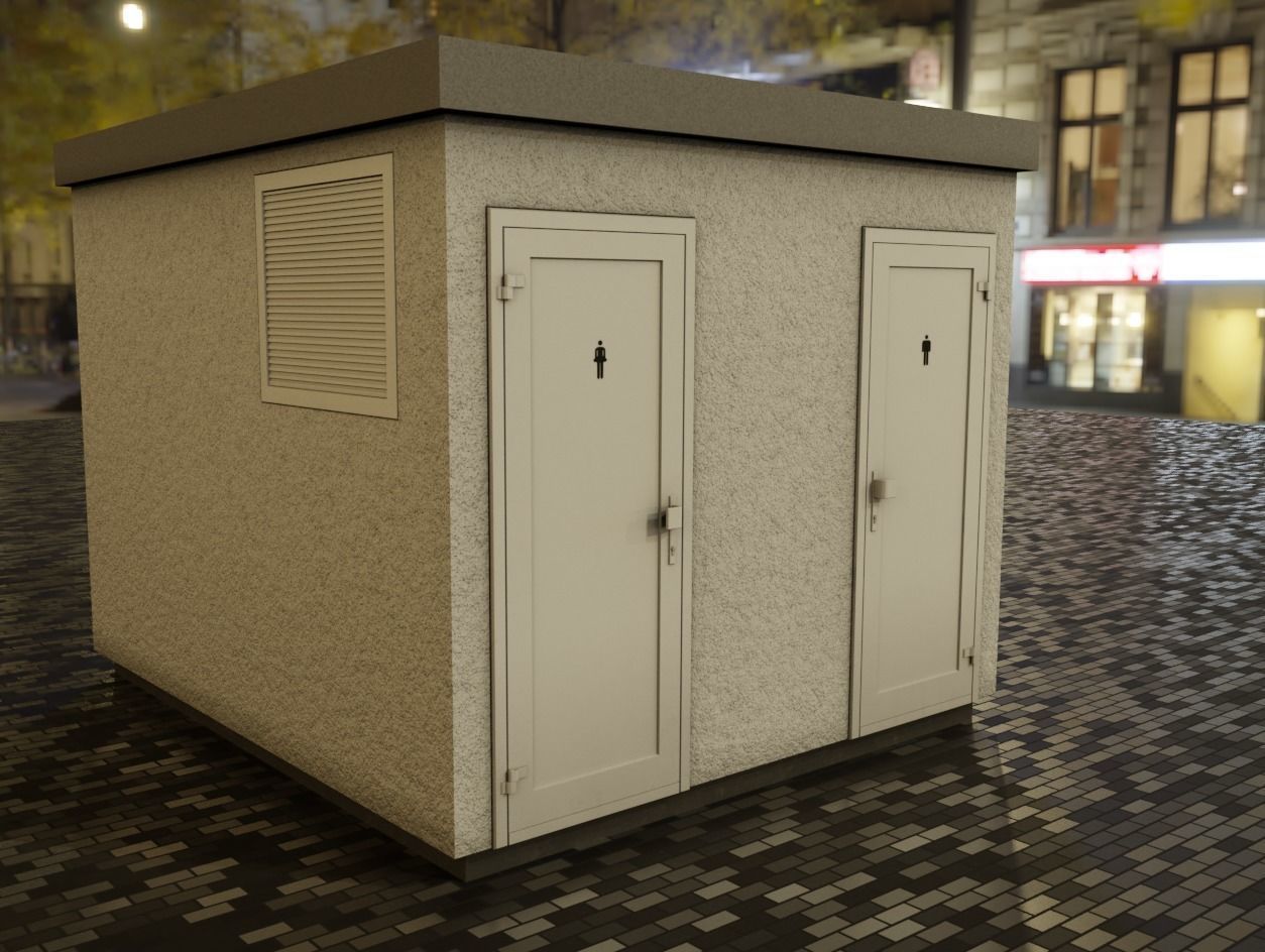 Public Toilet 2 Low-poly 3D model_4