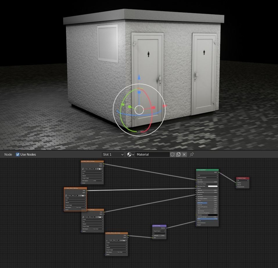 Public Toilet 2 Low-poly 3D model_1