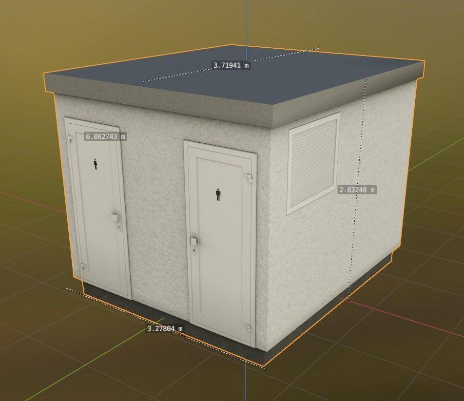 Public Toilet 2 Low-poly 3D model_2