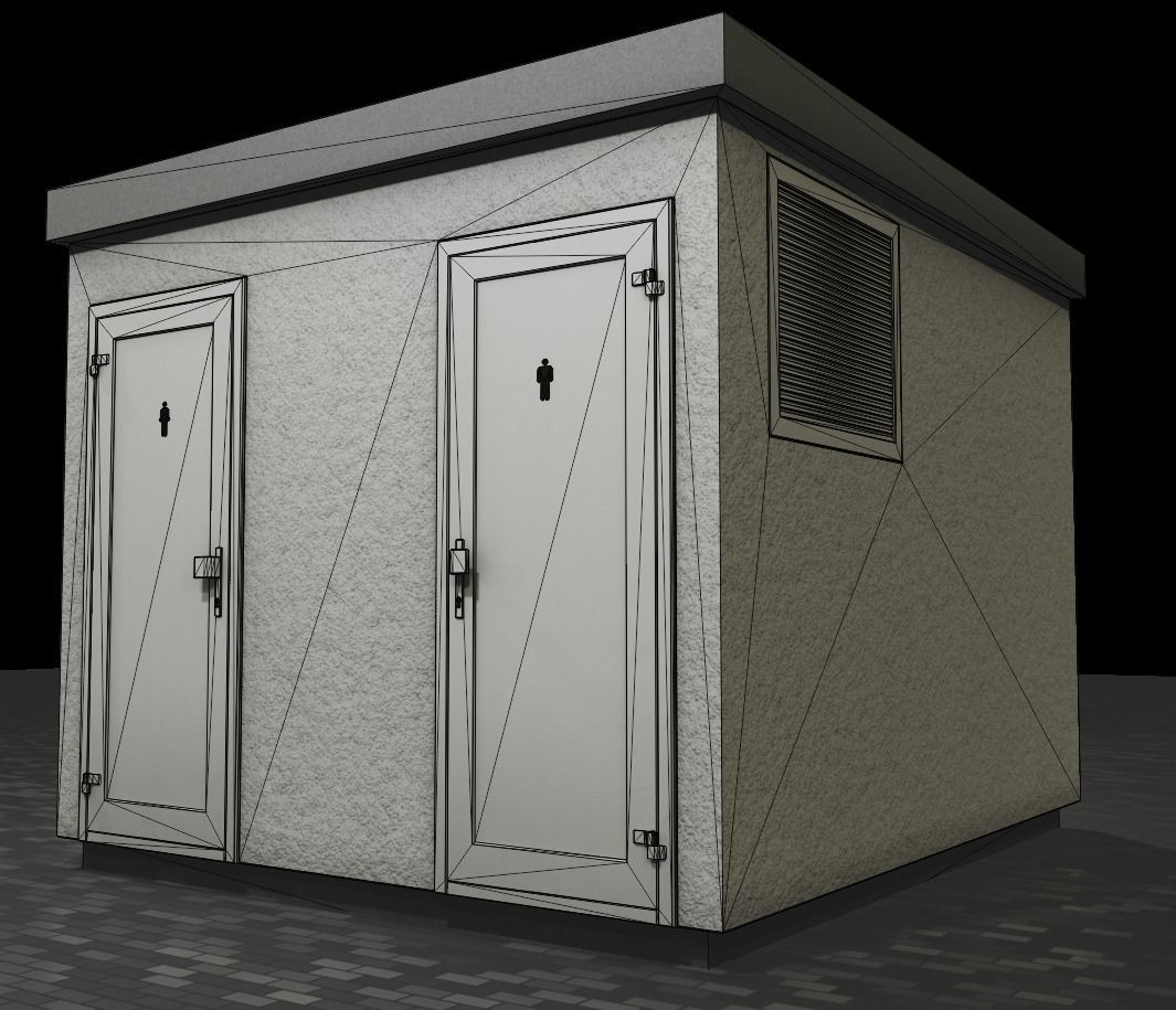 Public Toilet 2 Low-poly 3D model_3