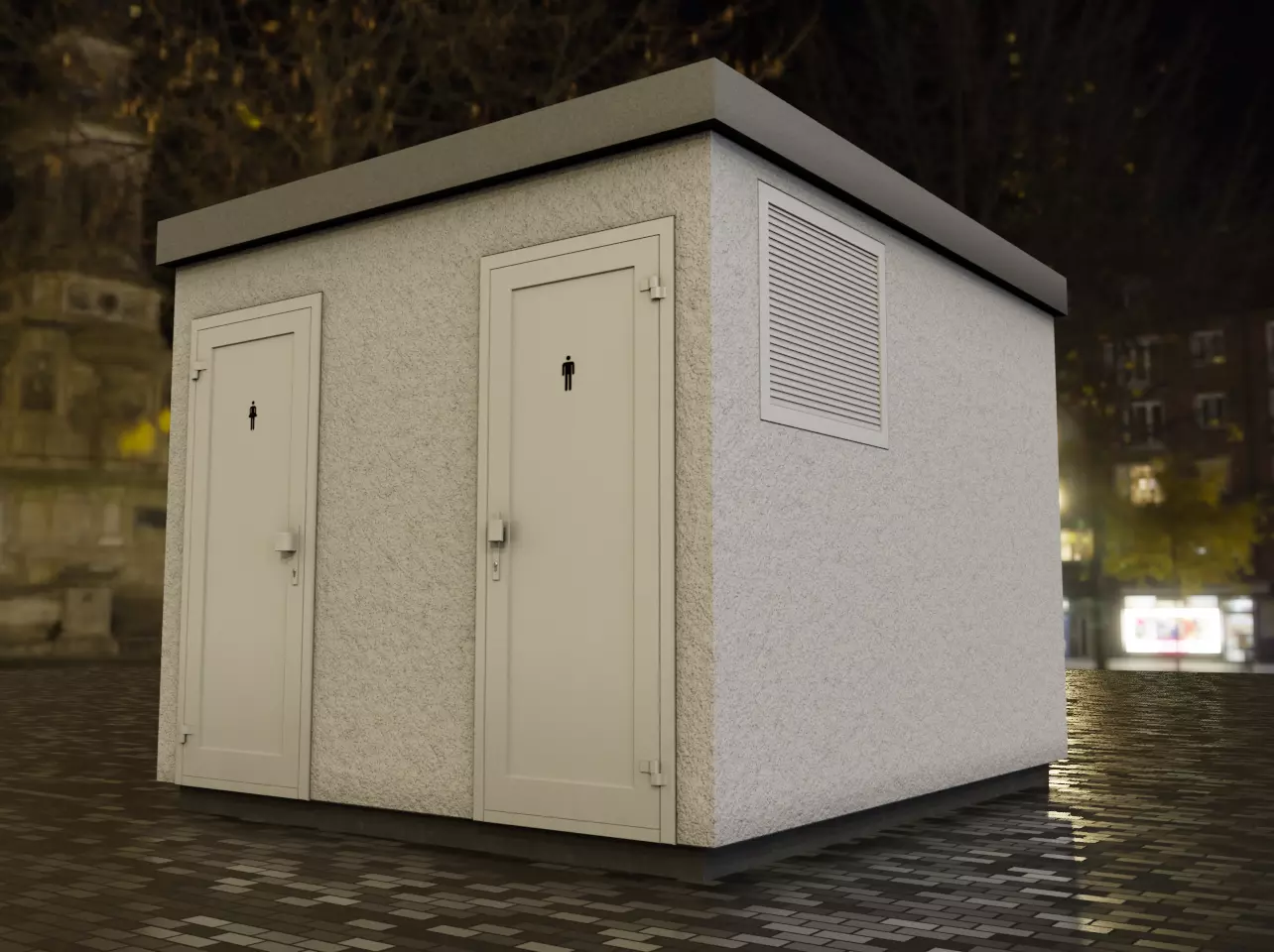 Public Toilet 2 Low-poly 3D model_0