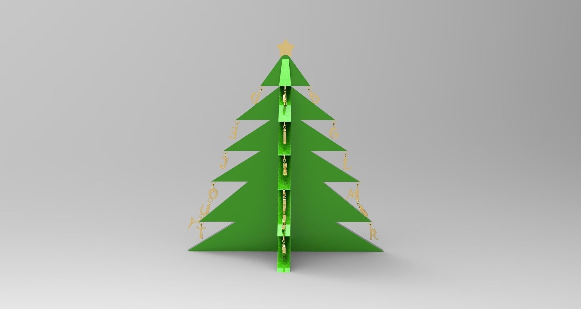 Alphabetical Christmas Tree with Three Feet Height 3D print model_2