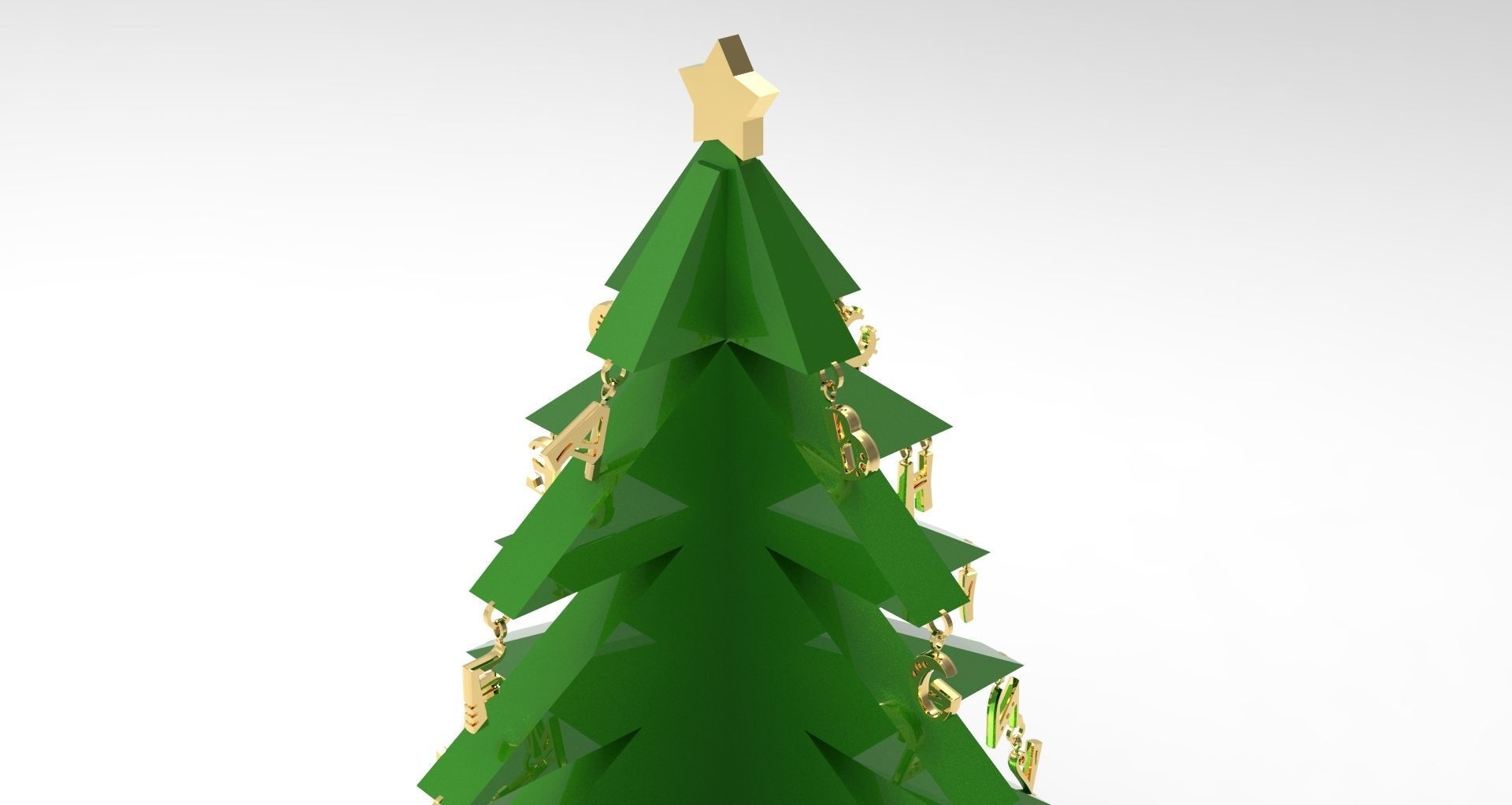 Alphabetical Christmas Tree with Three Feet Height 3D print model_4