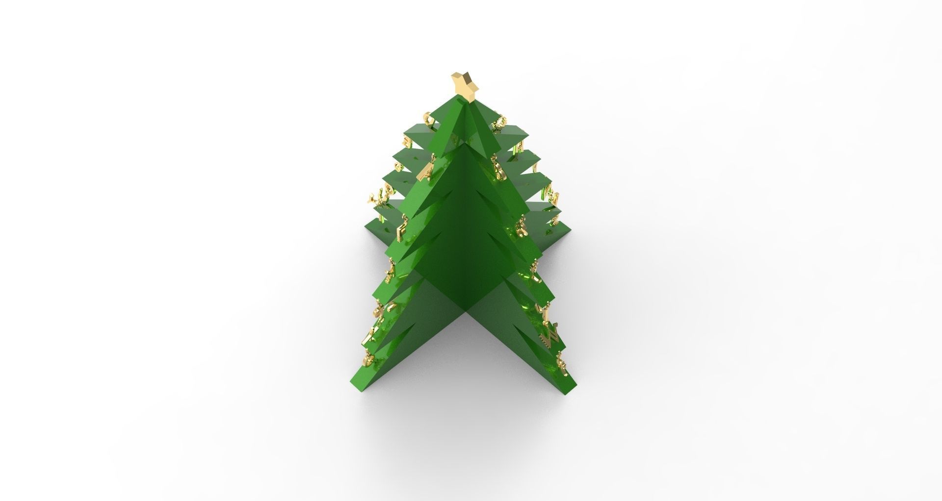 Alphabetical Christmas Tree with Three Feet Height 3D print model_3